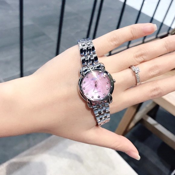 Citizen Pink 30mm Silver-Tone Diamond Watch